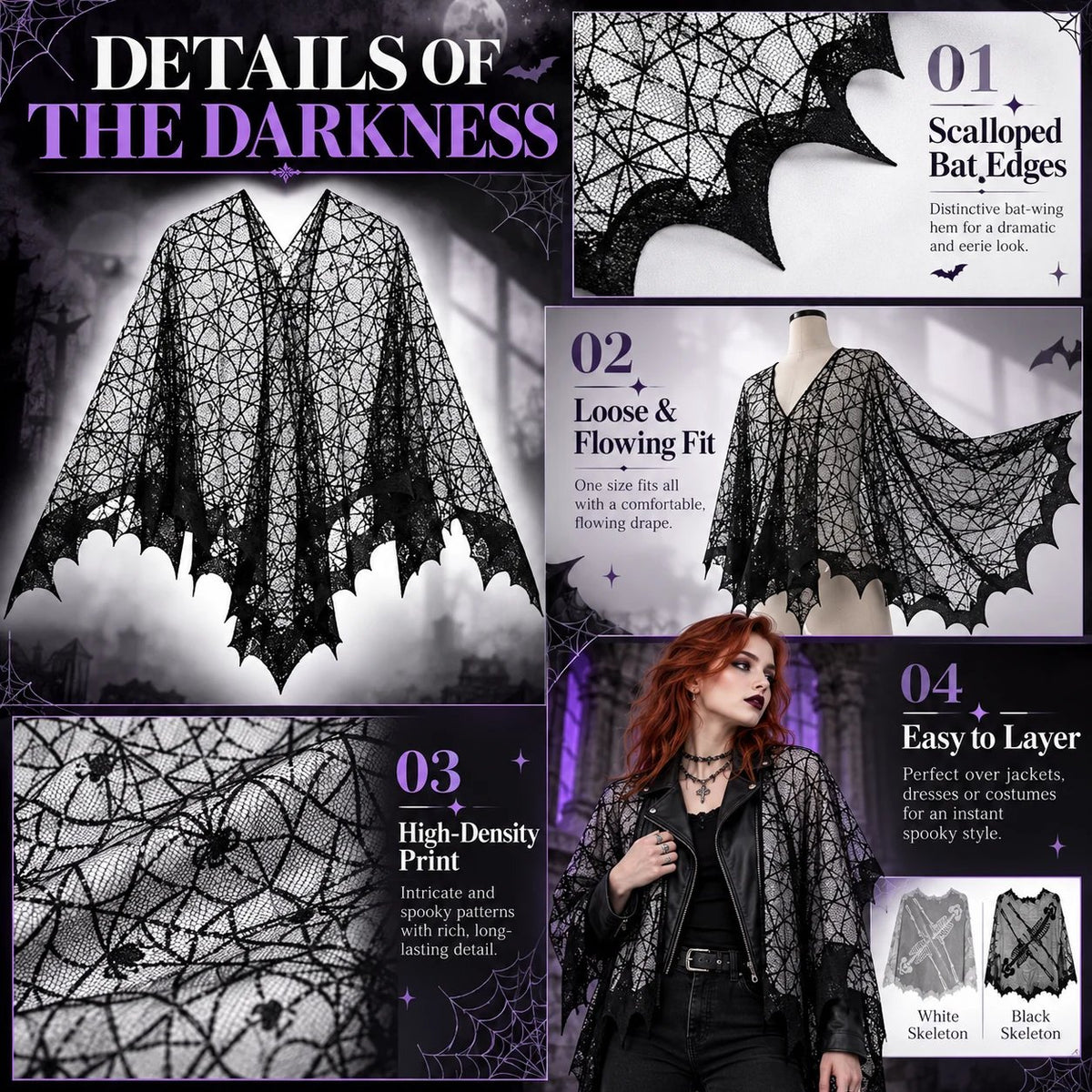 Women's Dark Magic Cosplay Cape - Safe & Machine Washable 🦇