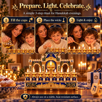 ✨ Light the Eight Nights | Hanukkah Oil Lamp Centerpiece