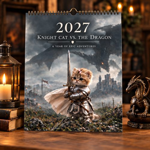 🐱⚔️ 2027 Knight Cats vs. Dragons Calendar