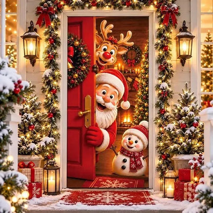 ✨⏳Only $12.99 Last Day Promotion🎄Christmas Santa Door Cover - Front Door Banner Decoration for Winter Holiday Supply✨