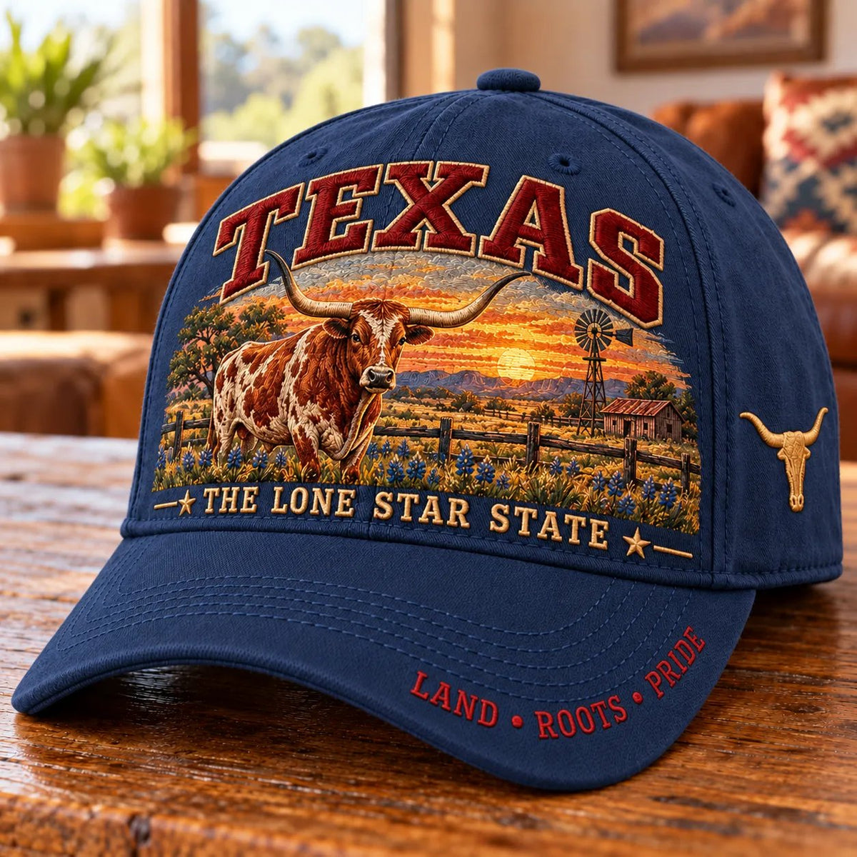 🐂 Lone Star Longhorn Pride | Embroidered Texas Cap