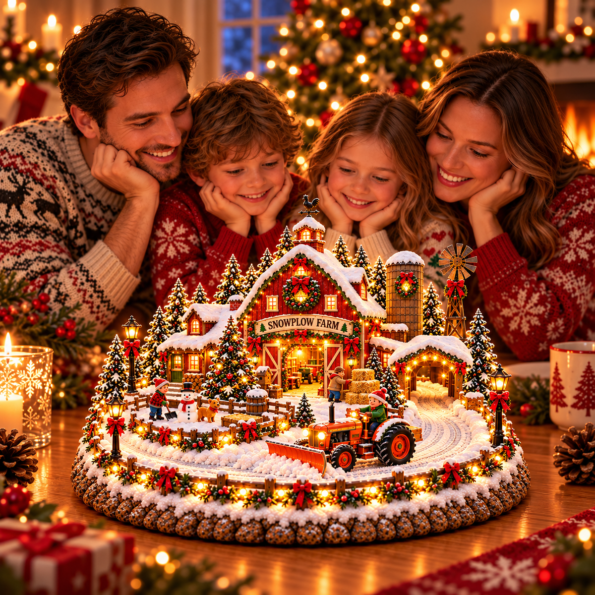 🚜❄️ Christmas Snowplow Farm Village™ – Animated Lighted Winter Barn Scene