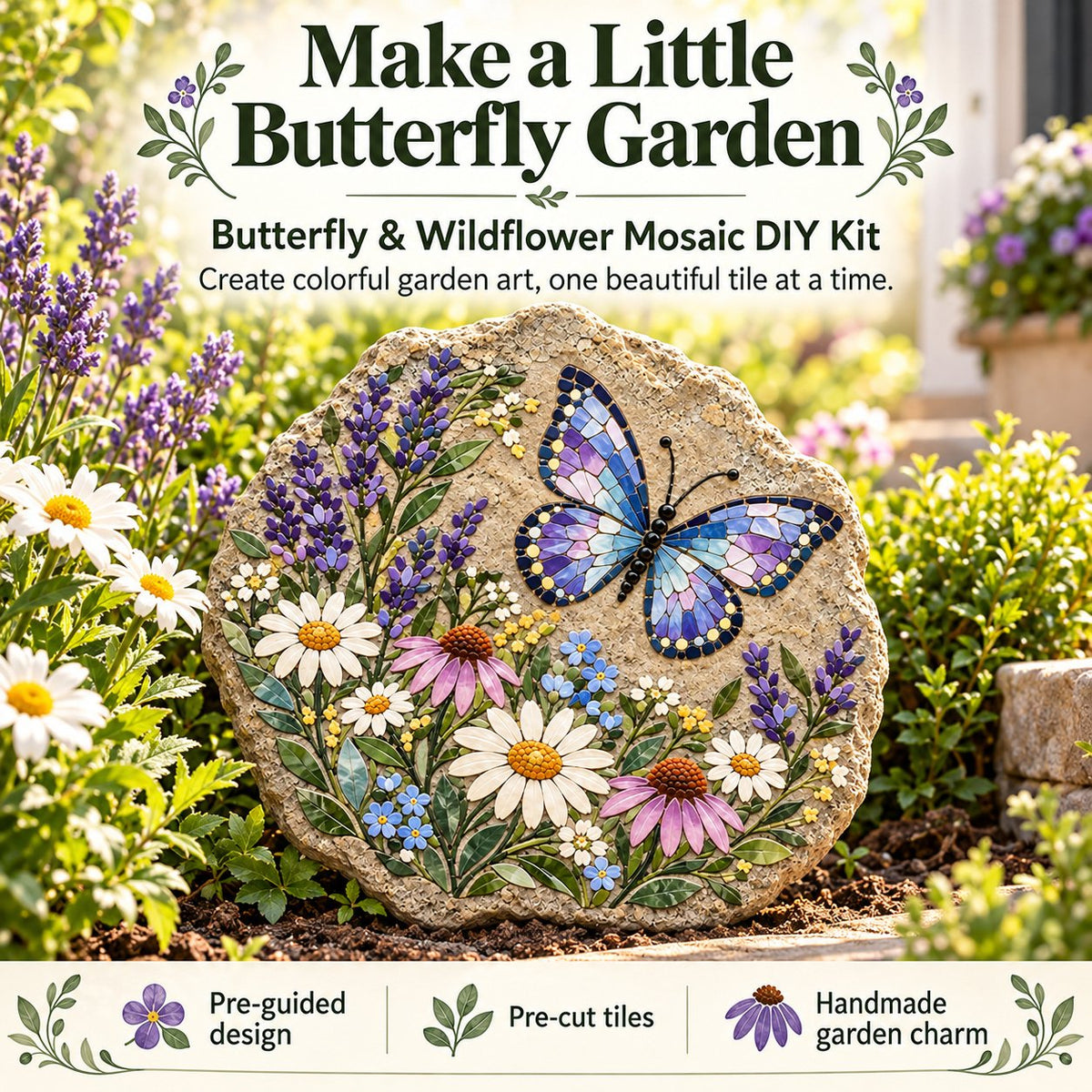 🦋 Piece by Piece, Watch It Bloom | Butterfly Wildflower Mosaic Kit