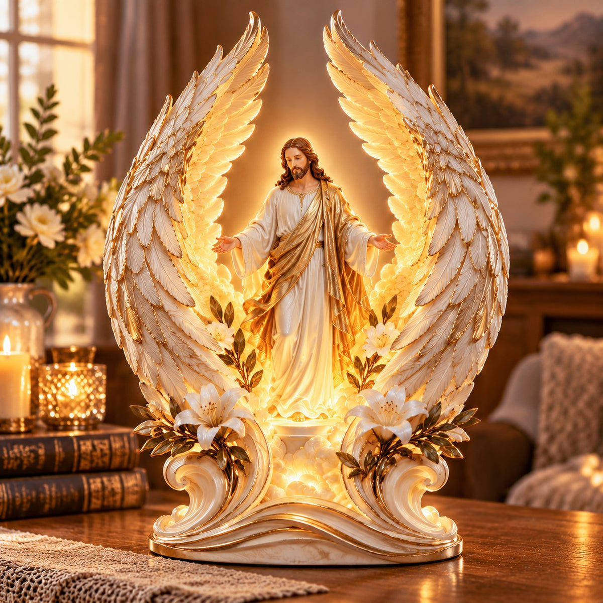 ✝️🕊️ Wings of Faith – Lighted Christian Faith Decor