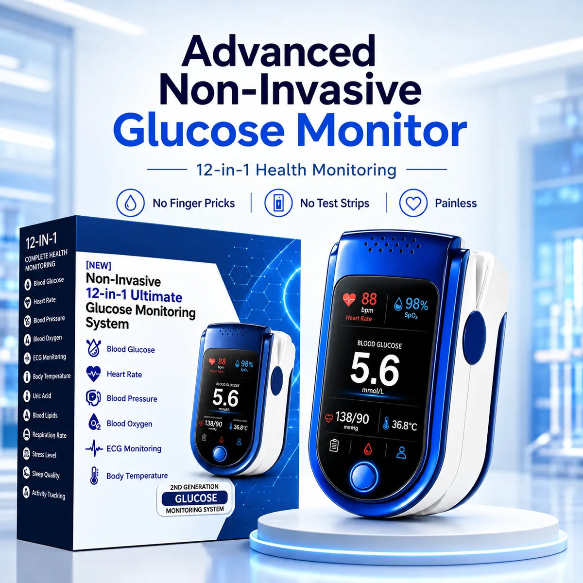 ⚕️✨ VitalTrack 12™ | 12-in-1 Needle-Free Wellness Trend Monitor