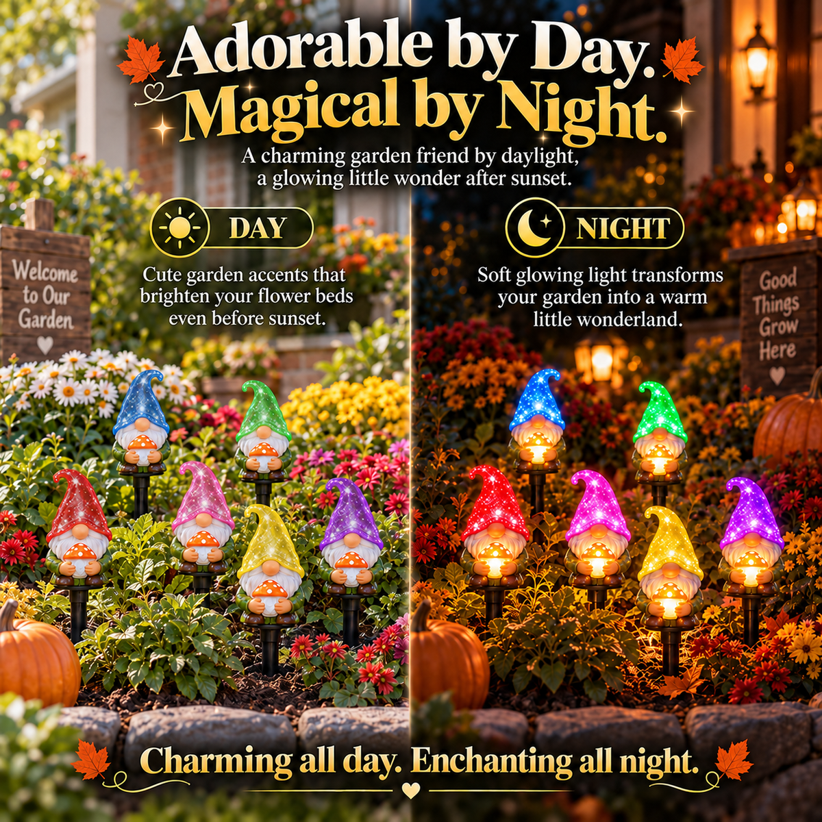 🔥 Last Day 50% OFF ✨🌈 Enchanted Gnome Lights™ | Colorful Garden Stakes