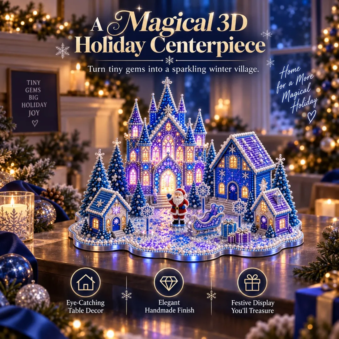 🎄💎 Build-Your-Own 3D Christmas Village – Gem Art DIY Kit