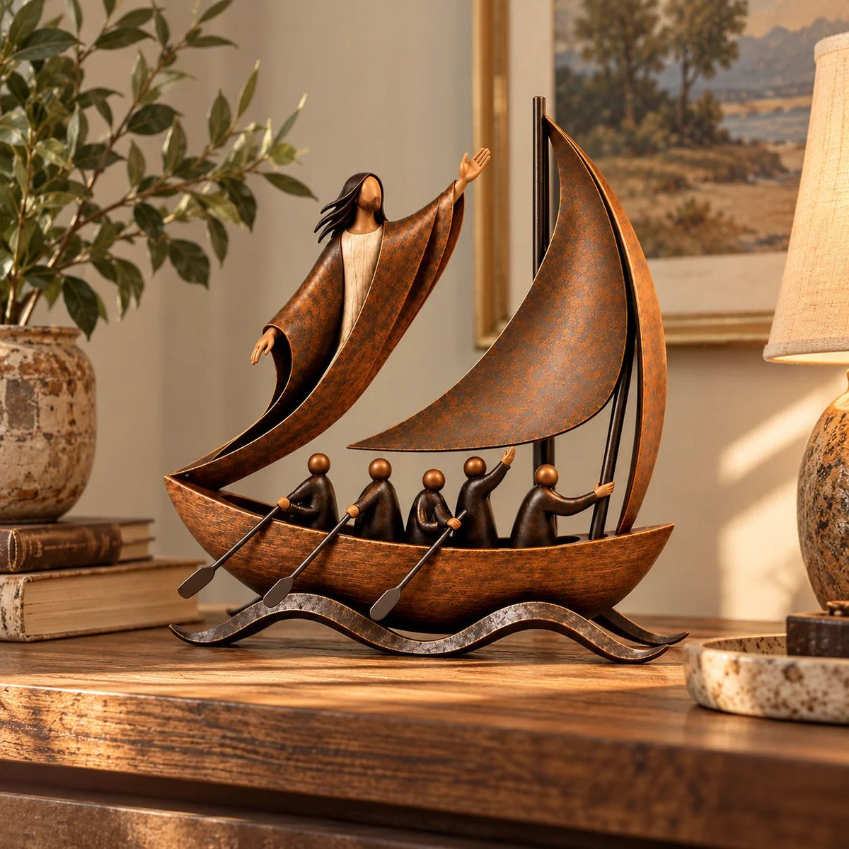 ⏳ Last Day 49% OFF ⛵✨ Guided by Faith™ | Bronze-Tone Sailing Sculpture