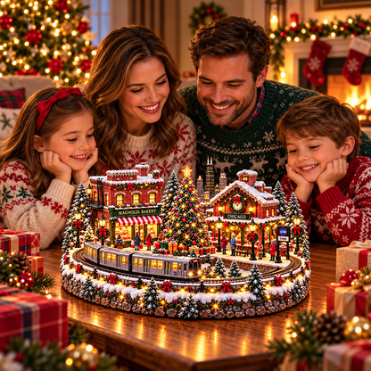 🚋🎄Christmas Railway Town  – Lighted San Francisco Cable Car & Chicago Train Holiday Scenes