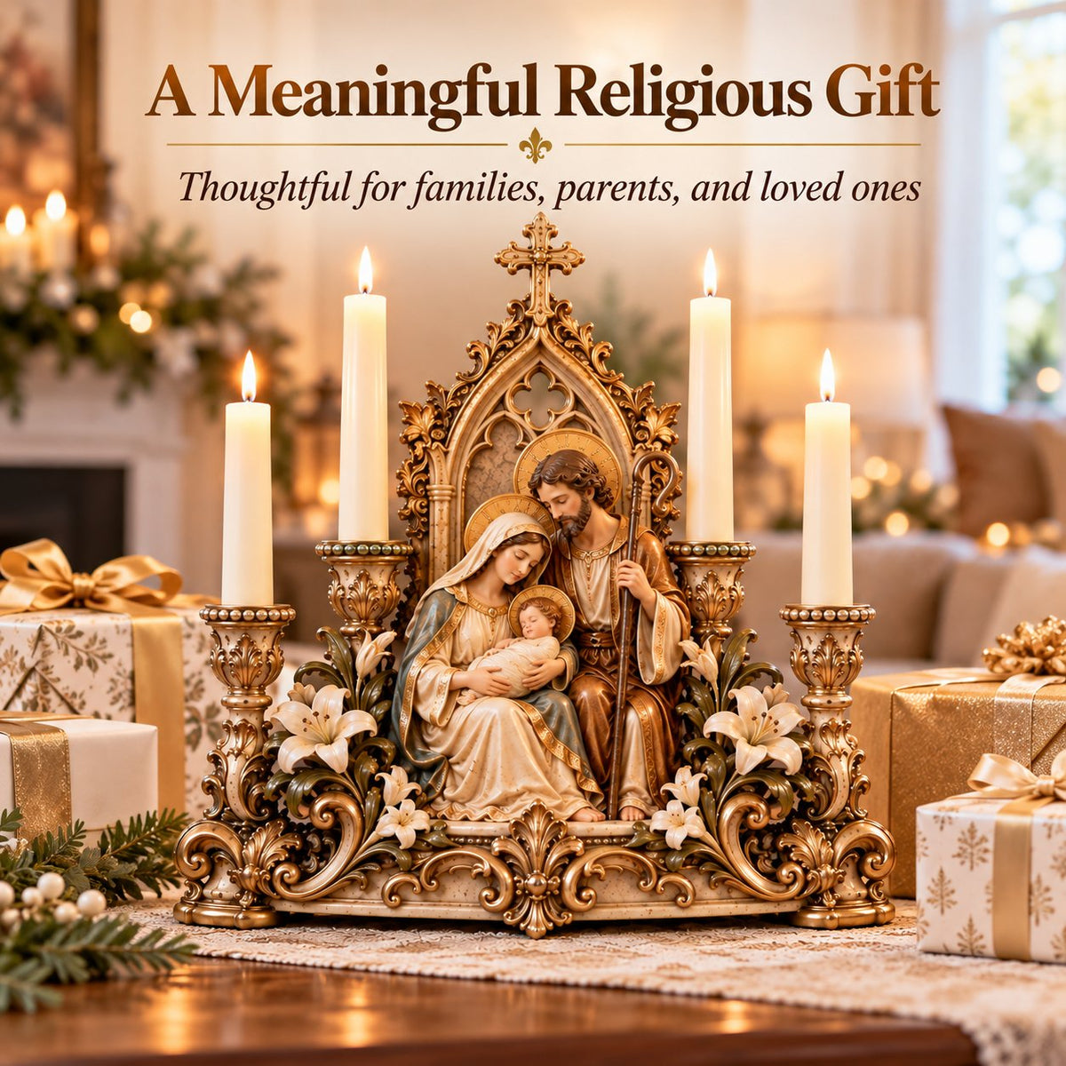 🖤✝️ Sacred Gothic Family™ | Holy Family Four-Candle Holder