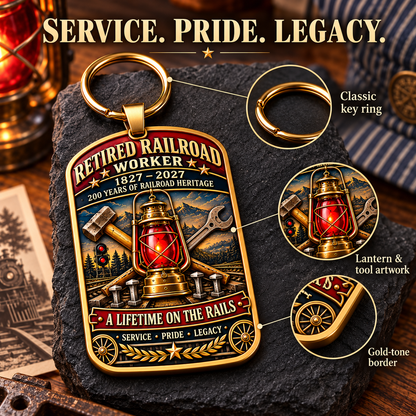 🚂 Built by Generations | Railroad Worker 200th Anniversary Keychain
