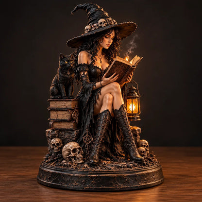 🥀 Eternal Afterlife Lovers | Gothic Witch & Skeleton Statue