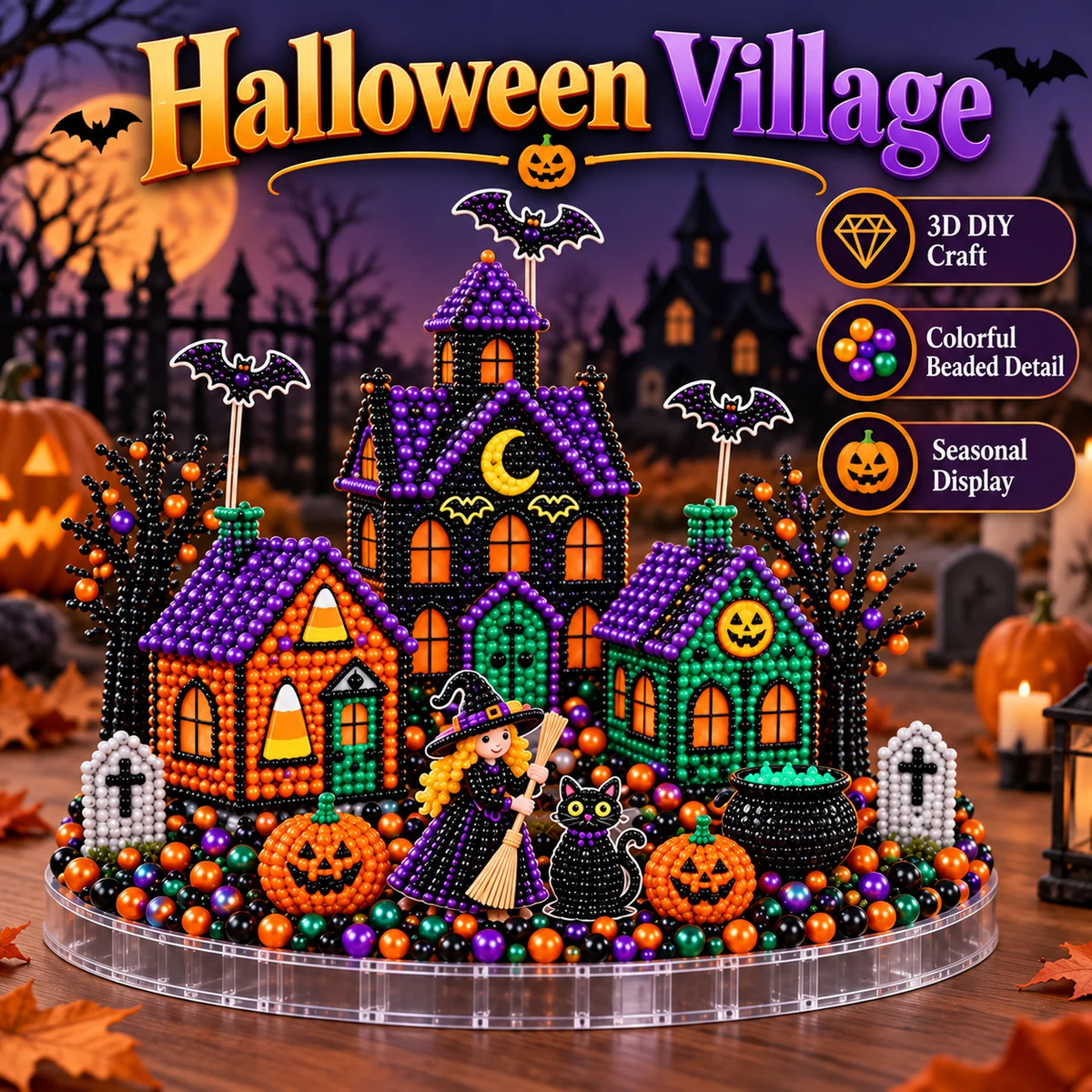 🎄💎 Build-Your-Own 3D Christmas Village – Gem Art DIY Kit