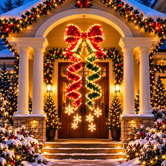 🎄🎀 Oversized Christmas Bow Light – Big Holiday Glow for Doors & Porches