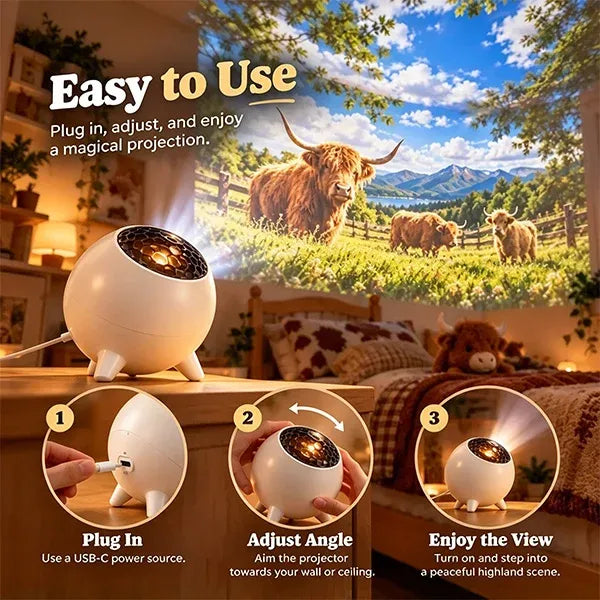 ✨🐮 Cozy Highland Light™ | Highland Cow Room Projector