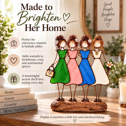 💞🪟 Sisters in Light™ | Stained Glass-Inspired Friendship Figurine
