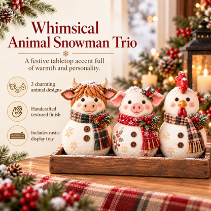 🐮🐷🐔 Snowy Barnyard Trio | Rustic Christmas Farm Decor 🎄