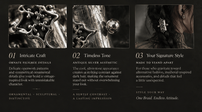 🖤🕸️2 PCS Gothic Filigree Braid Cuff™ | Vintage-Inspired Hair Jewelry for Braids & Dark Romantic Looks