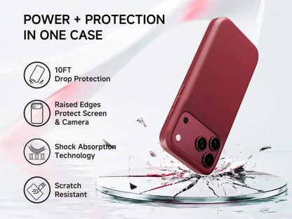 🔋 PinkBird Power Case for iPhone – Slim Protective Battery Case with Dual Charging & Type-C Fast Charge