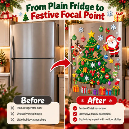 ⏳ Last Day 49% OFF – 🎅 Build Christmas on the Fridge | Reusable Magnetic Tree Set
