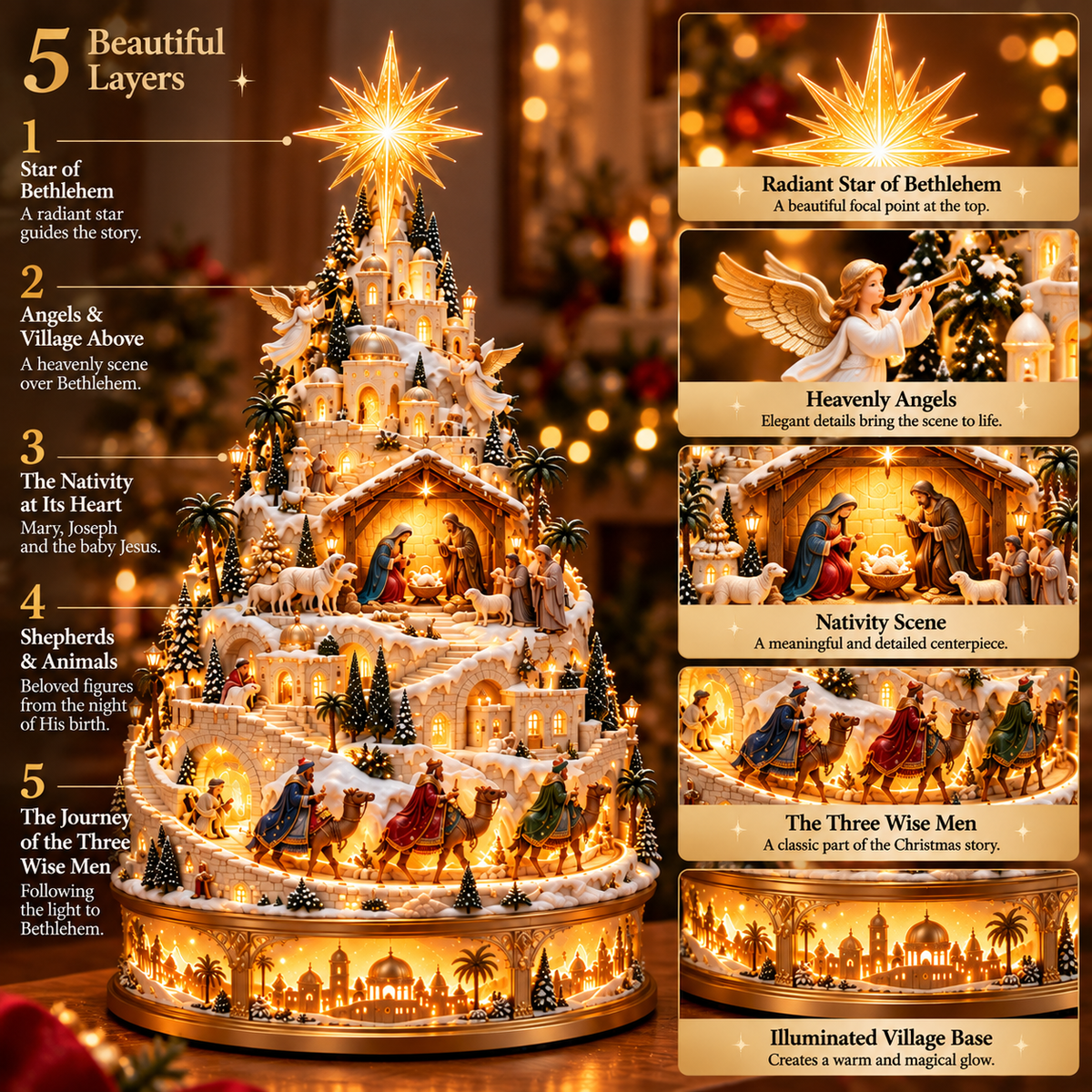 ✝️🎄 Bethlehem Village Glow™ | Lighted Nativity Christmas Centerpiece