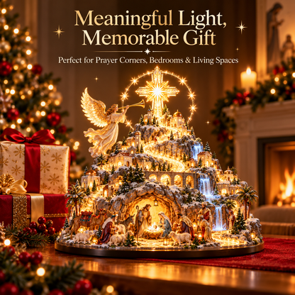 ✝️✨ Bethlehem Mountain Glow™ | Illuminated Nativity Christmas Village