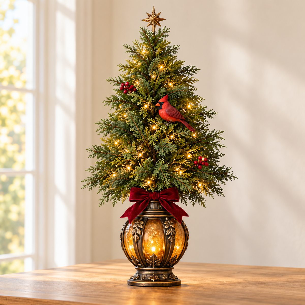 🎄🐦 Cardinal Glow Trees™ | Lighted Christmas Lantern Decor