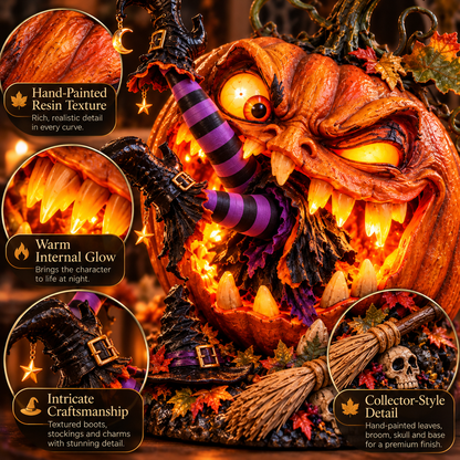 🎃 Oops… The Pumpkin Ate the Witch | Light-Up Halloween Decor