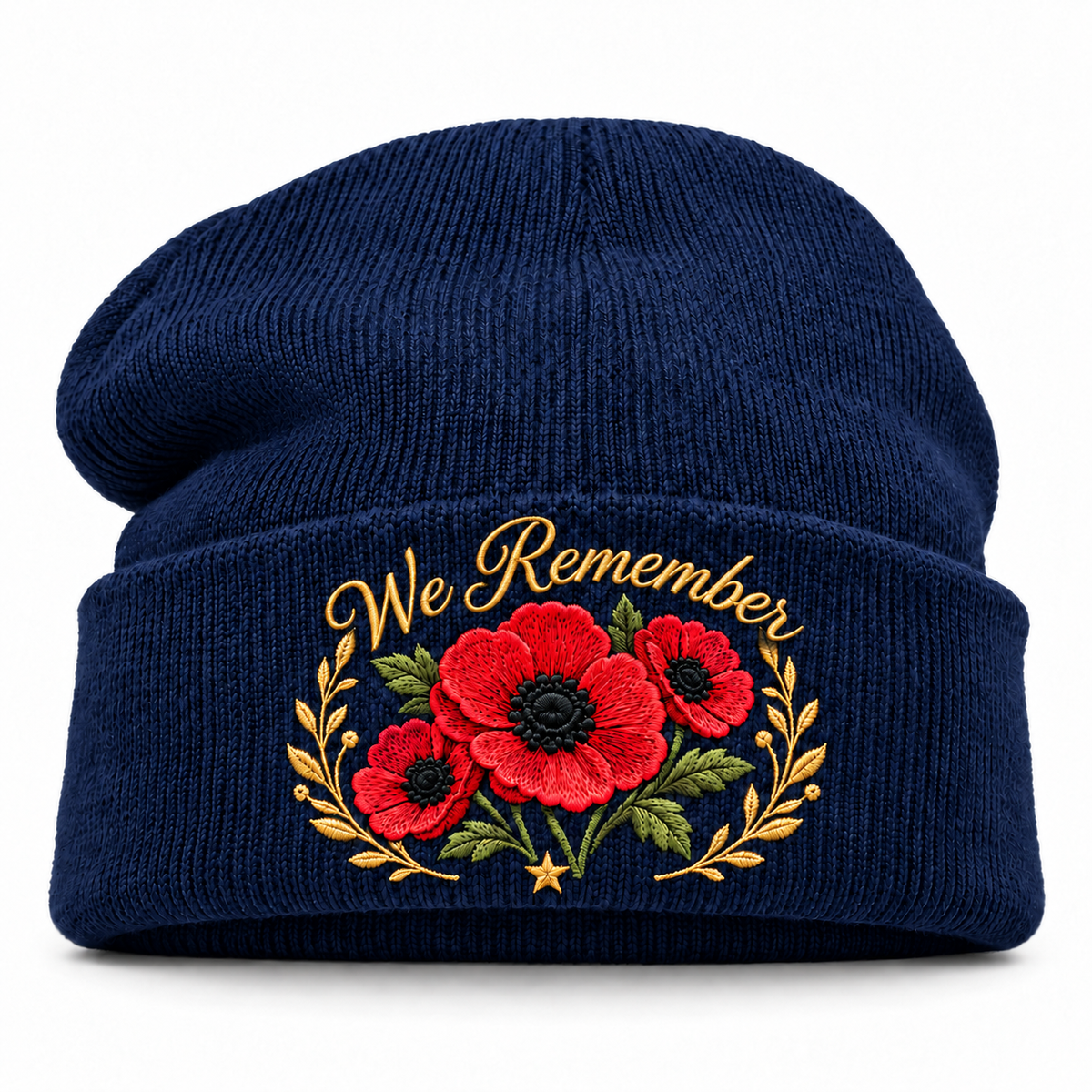 🎖️ Lest We Forget Poppy™ | Memorial Embroidered Knit Beanie