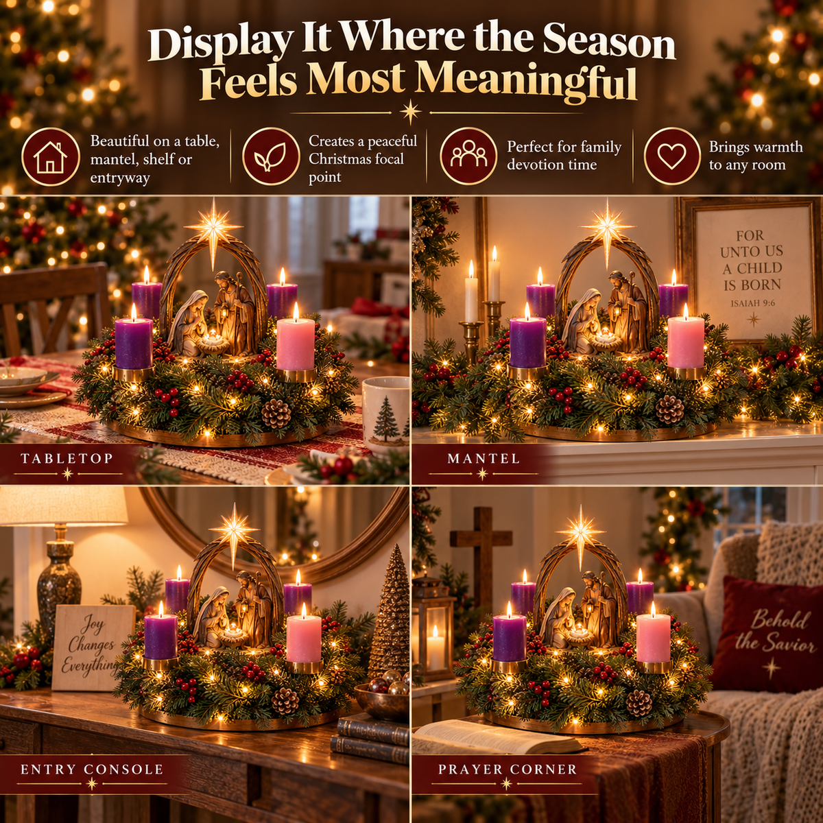 ✝️ Light the Way to Christmas | 4-Week Nativity Advent Wreath 🕯️