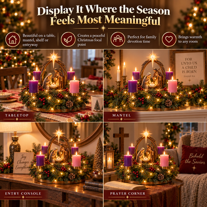 🌟🙏 Bethlehem Nativity Advent Wreath – A Sacred 4-Week Christmas Tradition🕯️