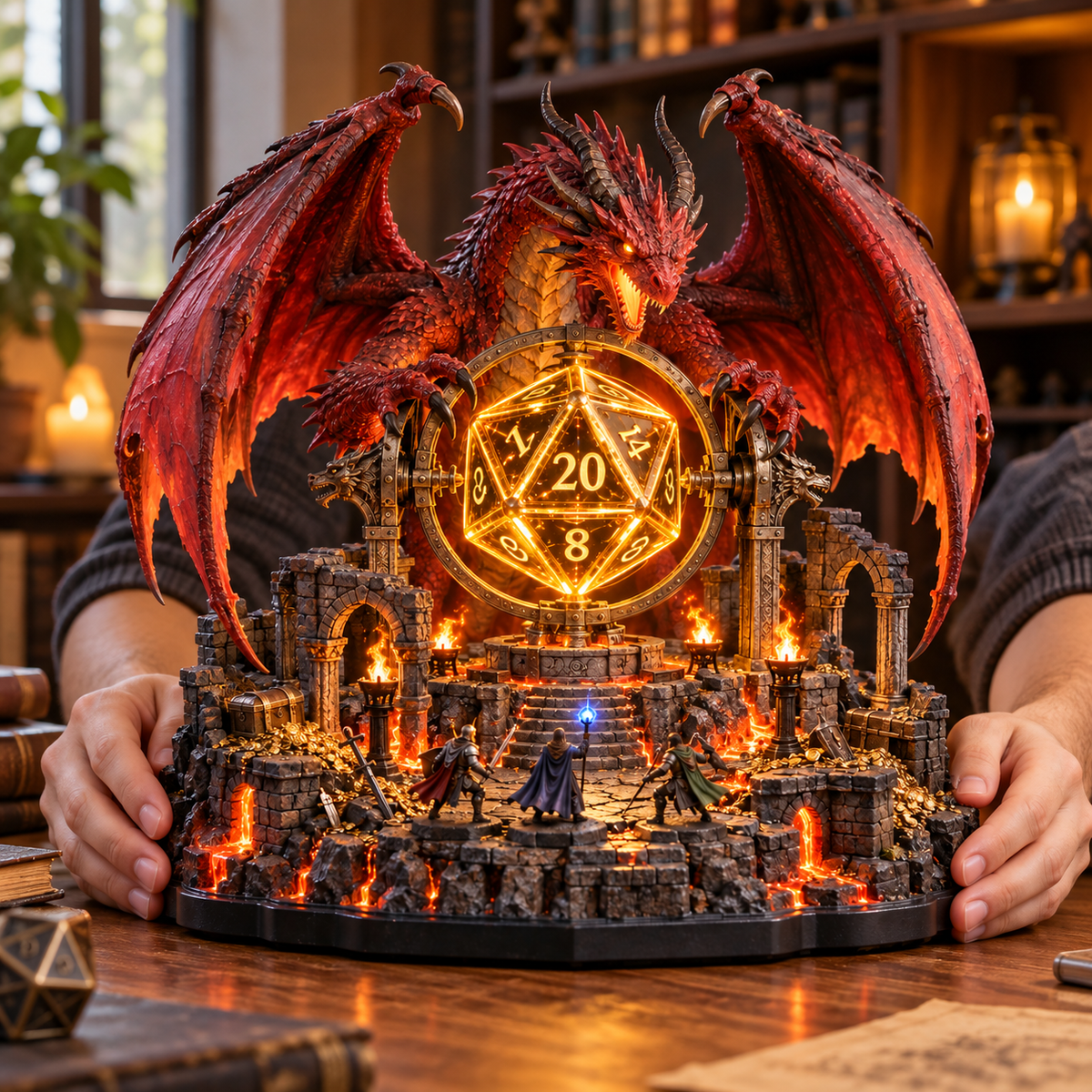 🐉 The Dragon Guards Your Roll | Lighted D20 Fantasy Diorama