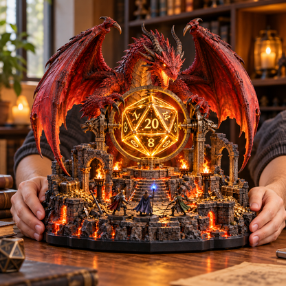 🐉 The Dragon Guards Your Roll | Lighted D20 Fantasy Diorama