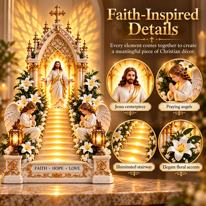 🙏 Heavenly Stairway Angel Wing Light – Christian Tabletop Faith Decor