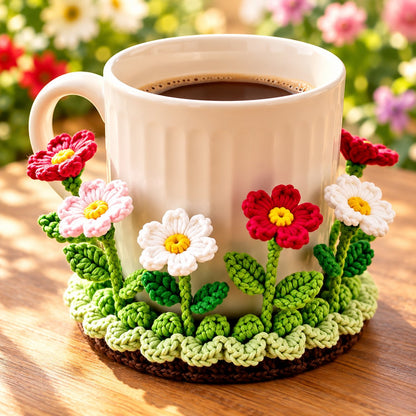 🌸☕ Blooming Mug Garden™ | Handmade 3D Crochet Flower Coaster