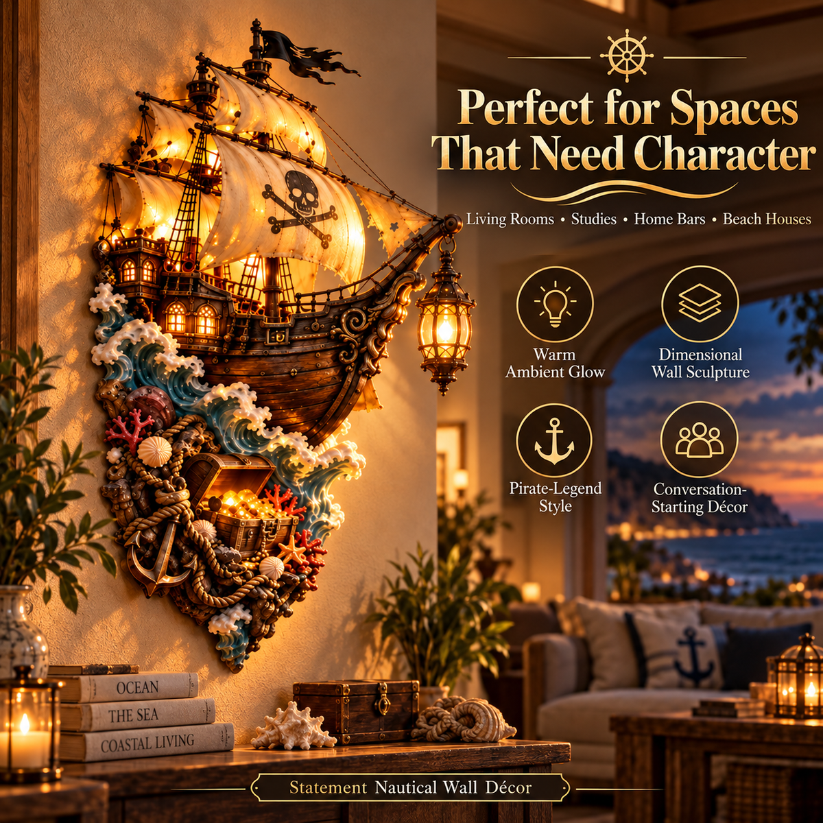 ⚓The Captain’s Last Voyage™ | Illuminated Pirate Wall Scene