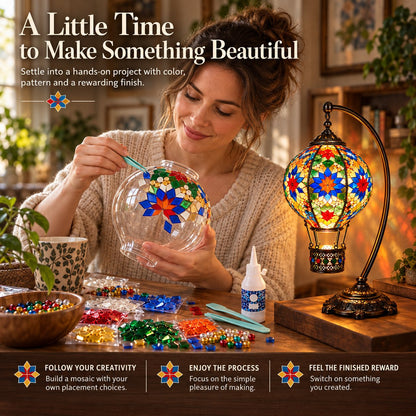 ⏳ LAST DAY 49% OFF | 🎈 Light Up Your Own Mosaic Sky | Turkish Hot Air Balloon Lamp DIY Kit ✨