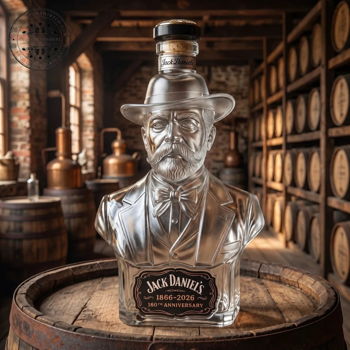 Detailed clear glass bust decanter sculpture