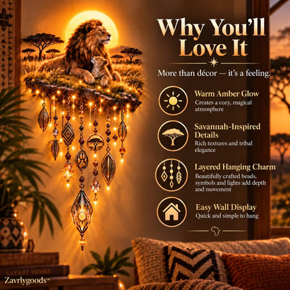 🦁❤️ Savannah Lion Family Glow ✨ Illuminated Lion & Cub Wall Decor