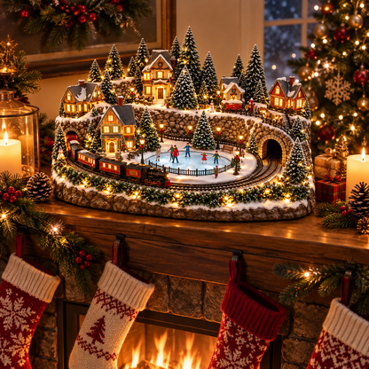 🚂✨ Animated Christmas Train & Ice Rink Scene