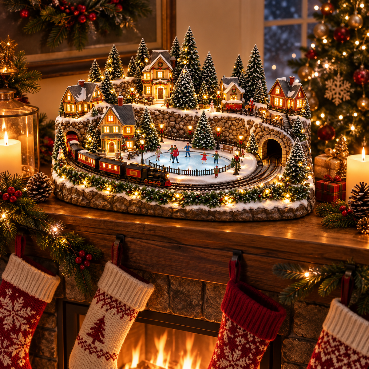 Lighted Layered Christmas Village
