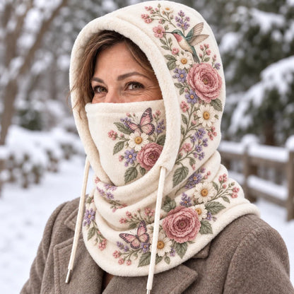 🌸 Cozy Bloom Hood | Hat, Face Cover & Neck Warmer