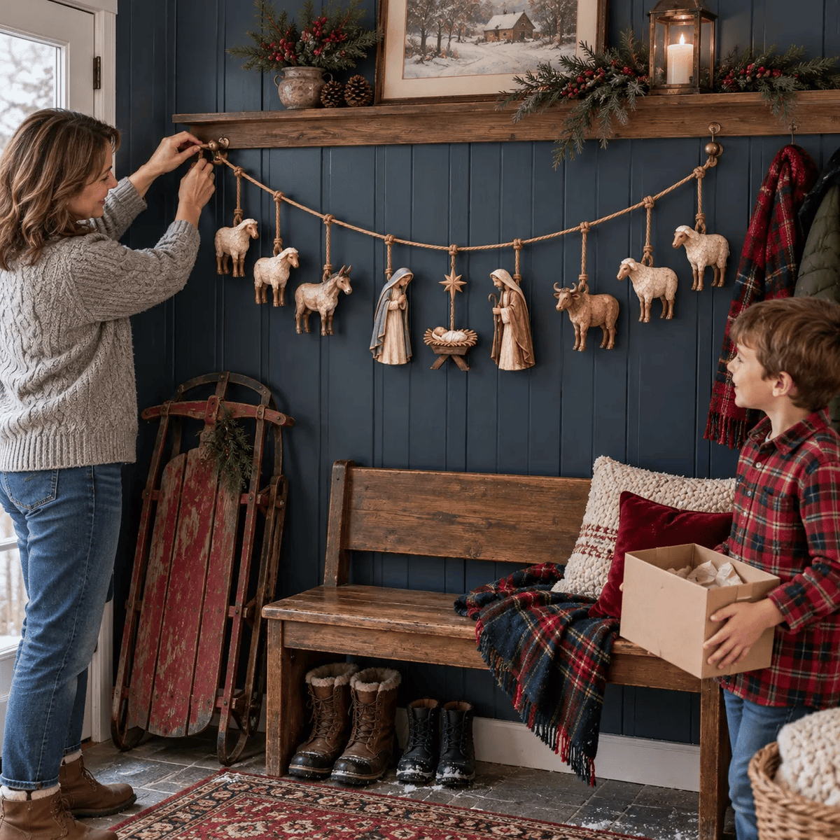 🎄🙏 Bethlehem Blessing™ | Wooden Nativity Garland