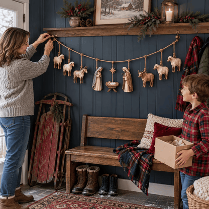 🎄🙏 Bethlehem Blessing™ | Wooden Nativity Garland