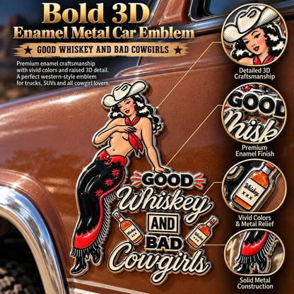 🤠 Whiskey & Wild Cowgirls | Rustic Western Car Badge