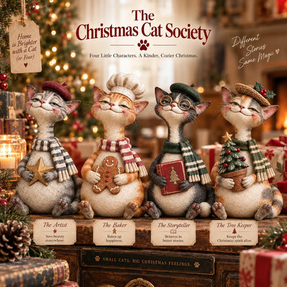 🐱The Christmas Cat Society™ – Whimsical Hand-Painted Holiday Cat Figurine Collection