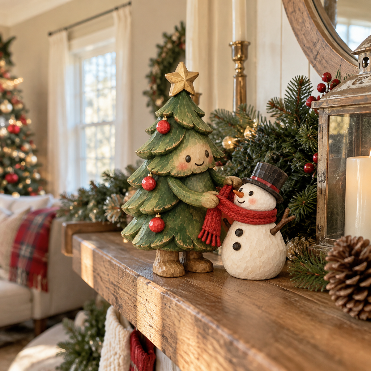 🎄⛄ Christmas Tree & Snowman Friendship Figurine
