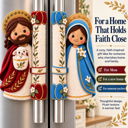 ⏳ Last Day 49% OFF – ✝️ Heaven in the Kitchen | Jesus & Mary Plush Handle Huggers ❤️