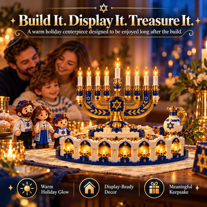 🕎✨ Build Your Hanukkah Together™ | Light-Up Menorah Building Set & Family Holiday Activity