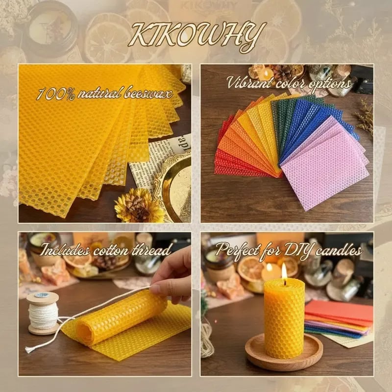 🕯️🐝 HoneyGlow DIY Beeswax Candle Kit – Roll, Create & Light Up Cozy Moments (12-Piece Set)